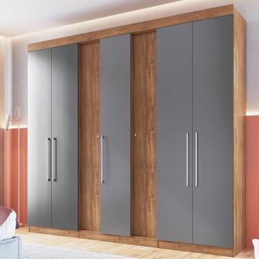 Imagem de Roupeiro Milão 7 Portas 233,5x258x47cm Freijó/Cinza