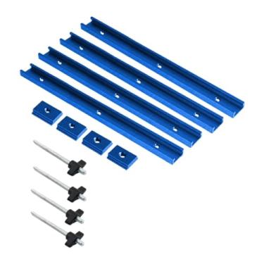 Imagem de Gralara T Kit de controle deslizante T Slot slot miter rastreio workbench para gabaritos de madeira e utensílios resistentes resistentes ao desgaste multiuso, Azul