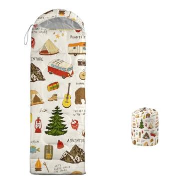 Imagem de lneffble Saco de dormir ao ar livre para acampamento infantil, adequado para crianças, meninos e meninas, portátil, impermeável, compacto e leve, ótimo para acampamento ao ar livre, mochila e