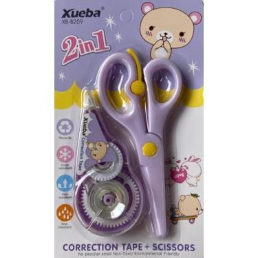 Imagem de Material Escolar 2em1 Corretivo em fita e Tesoura. (Lilás)