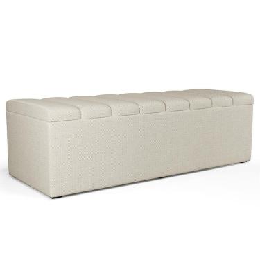 Imagem de Calçadeira Recamier Baú Para Cama De Casal King Dália 195x50 Cm W01 Linho Champagne - Lyam