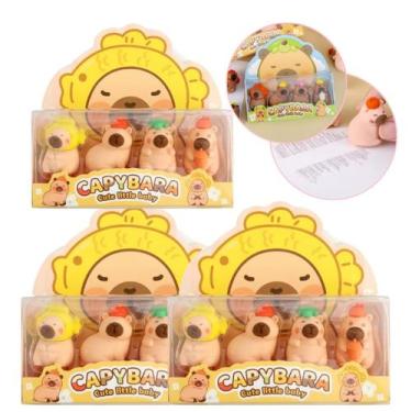 Imagem de Borrachas Mini Capivara Fofas Kit Com 12 Unidades Coloridas - Borracha