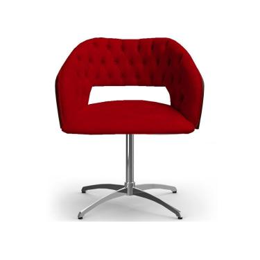 Imagem de Cadeira Decorativa Bia Com Capitonê Vermelha Giratória