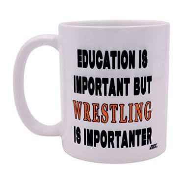 Imagem de Rogue River Tactical Caneca de café sarcástica engraçada Education is Important But Wrestling Is Importanter Novelty Cup Wrestler