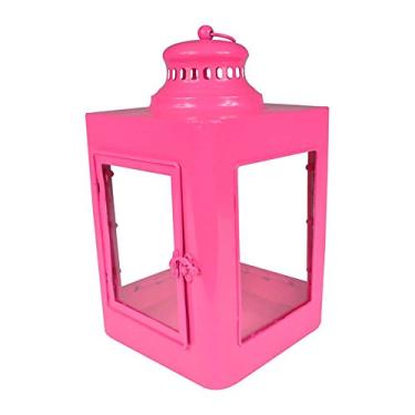Imagem de Lanterna Quadrada Marroquina Pink em Metal e Vidro - Urban - 37x20 cm