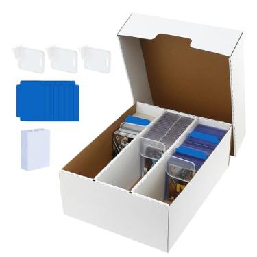 Imagem de MZONGZI Caixa de armazenamento de cartões 2100 unidades, caixa de armazenamento de 3 fileiras para cartas colecionáveis, futebol e beisebol (1 pacote)