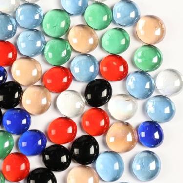Imagem de MBKHFLL Mármores de vidro plano de 2,3 kg para vaso, 500 peças de pedras de vidro Mancala de cores mistas, seixos de vidro decorativos para vaso, plantas de aquário, peças centrais de artesanato em