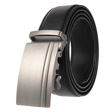 Imagem de Cinto Masculino, Cintos De Couro Genuíno De Couro Masculino Para Homens Preto Branco Vestido Cinto Formal Masculino Fivela Automática, Black, Length 125cm