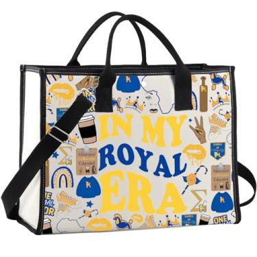 Imagem de WCGXKO Bolsa reutilizável Sorority Pretty Poodle Gold & Royal Blue Parafernalia Canvas Tote Bag, In My Roy Lt, 5u-2o28-p17h