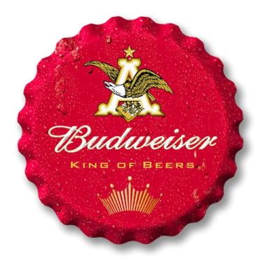 Imagem de Desperate Enterprises Anheuser Budweiser Stamped Shape Bottle Cap - Premium Aluminum Sign - Made in USA - 18" Round