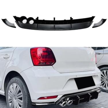Imagem de Difusor de para-choque traseiro compatível com Polo MK5 6R 2009-2014 Kit de carroceria divisor de para-choque traseiro capa de spoiler avental acessórios de carro (preto brilhante)