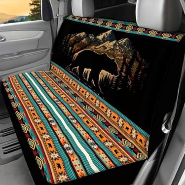 Imagem de WELLFLYHOM Capas de banco de carro de urso asteca para caminhão SUV Split Forest Capas de banco traseiro laranja ajuste universal acessórios de carro