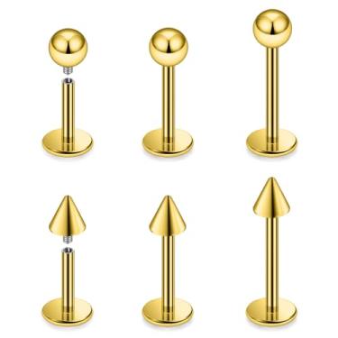 Imagem de Vqoxaggi Piercing Labret 16G Joias Internas Rosqueadas de Aço Cirúrgico Monroe Piercing Labial Brincos de Cobra Joias para Mulheres Homens Comprimento da Barra de Ouro 6 mm/8 mm/10 mm