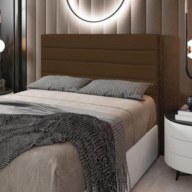 Imagem de Cabeceira Rubi Cama Box Casal 140cm Corino Marrom