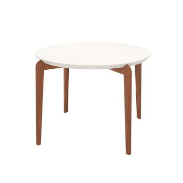 Imagem de Mesa de Jantar Redonda com Tampo de Vidro Off White Donatella Natural 115 cm