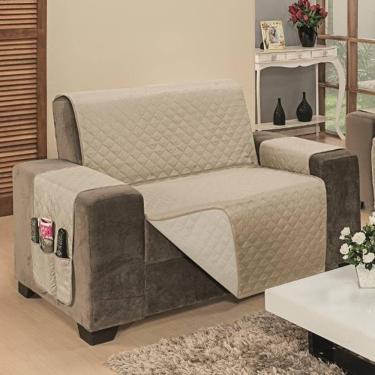 Imagem de Protetor De Sofá Dupla Face Impermeável Mr 2 E 3 Lugares - Cáqui/palha