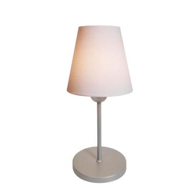 Imagem de Abajur de Mesa Md-2005 Base Aluminio Cinza Cúpula em Tecido Cone Branco - Bivolt