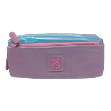 Imagem de Estojo Duplo Rosa Modelo 8 Juvenil Escolar Feminino Xeryus