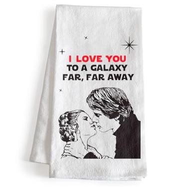 Imagem de MAINEVENT Toalha de cozinha I Love You to a Galaxy Far, Far Away 45 x 61 cm, toalha de chá S Wars, toalha de mão S Wars, decoração de casa nerd, decoração de personagem Hans, recordações de filmes dos