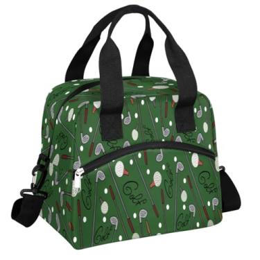 Imagem de TKBXAEG Lancheira térmica de bolas de golfe para mulheres e homens, reutilizável, impermeável, lancheira, bolsa térmica, bolsa de refeição portátil de um ombro, lancheira portátil para adultos, para