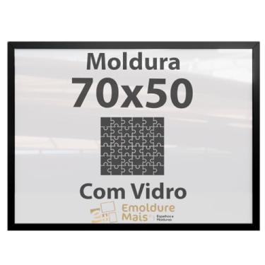 Imagem de Moldura para Quebra Cabeça Cabeca 70x50 1000 peças Com Vidro para Quadro Puzzles Ravensburger cor Preta