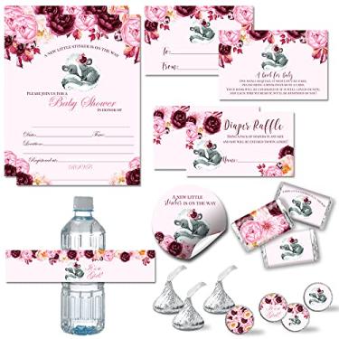 Imagem de Little Stinker Woodland Animal Skunk FloralPacote de Decoração de Festa de Chá de Bebê para Meninas Inclui 20 Convites com Envelopes + 4 Tamanhos de Adesivos Decorativos, Sorteio de Fraldas e Cartões