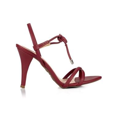 Imagem de Sandalia Moda Feminina Giovana Salto Alto Fino 9 Cm Elegante Versátil De Amarrar