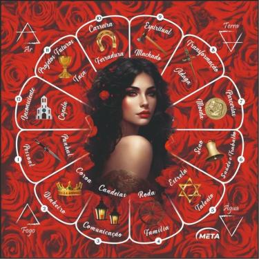 Imagem de Toalha Sublimada Cigana Tarot Baralho 70X70Cm- Selecione Cor