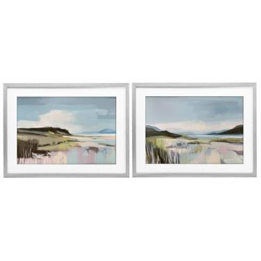 Imagem de Stupell Industries Conjunto de impressão emoldurada cinza Verdant Coastal Waters 2 peças por Elara Yasna, 35,5 x 50,8 cm