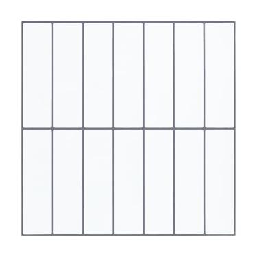 Imagem de Azulejos de parede autoadesivos 3D 30,5 cm × 30,5 cm Casablanca branco brilhante 3D autoadesivo para cozinha e banheiro (10 folhas)