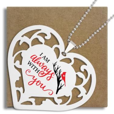 Imagem de Ornamentos Cardinal Memorial "I Am Always with You" Presente de simpatia para perda Luto Cardinal Lembrança Coração Ornamento S2X23