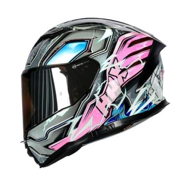 Imagem de HAX Capacete Integral Aerodinâmico Force Glow-In-The-Dark Para Bicicletas De Rua E Elétricas, Com Certificação Dot Ece - Viseira Dupla Aprimorada, Tamanho Adulto, Compatível Pinlock, Thunder Pink G