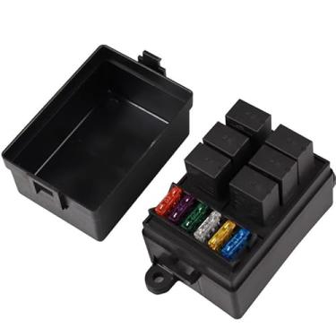 Imagem de Edinstry Caixa de fusíveis de relé de 4 pinos de 12 V, painel automotivo de 6 vias com fusíveis de lâmina ATC/ATO, módulo de relé universal à prova d'água para sistemas de energia de combustível de
