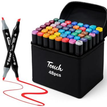 Imagem de Caneta Marcador Para Colorir Desenho Profissional 36, 48, 80 Cores Conjunto De Canetinhas Pontas Duplas Codificados por Cores Vivas para Desenho (48)
