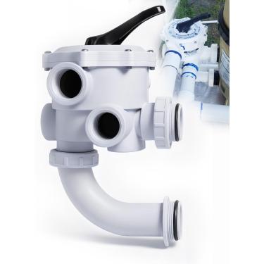 Imagem de sixcow 261152 Válvula multiporta rosqueada de 5 cm para FNS, FNS Plus, Nautilus, Nautilus Plus Pool and Spa D.E. Kit de reposição de peças de reposição de filtro, linha central de 19 cm, branco