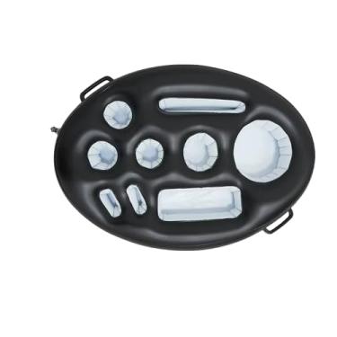 Imagem de Bandeja Flutuante para Piscina, 75cm, Porta-Bebidas e Petiscos com 8 Compartimentos, Preto