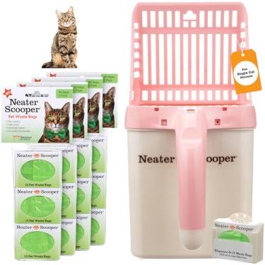 Imagem de Neater Pet Brands Pá de areia para gatos padrão Neater Scooper, 195 sacos de recarga – Pá de areia para gatos sem bagunça com saco, peneira de caixa de gatinho à prova de derramamento, caixa funciona