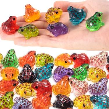 Imagem de YALOJE 20 peças luminosas mini estatuetas de sapo, 10 cores de sapo de resina em miniatura que brilha no escuro, estátuas de sapos de animais fofos, decoração minúscula para artesanato de casa de