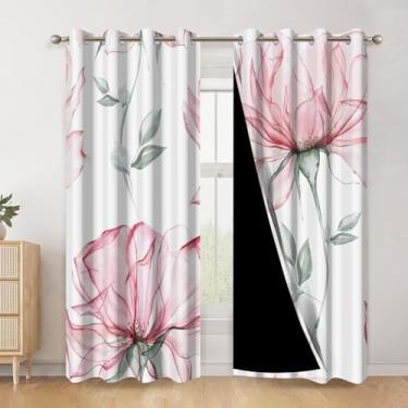 Imagem de AWERT Cortinas blackout com estampa floral, românticas, flores grandes, cortinas de janela, isolamento térmico, escurecimento para quarto, sala de estar, conjunto de 2 painéis, cada tamanho 133 x 213