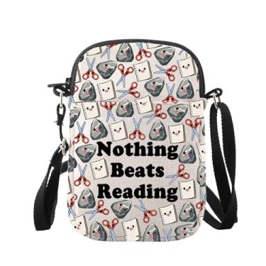 Imagem de WUSUANED Rock Paper Scissors Bolsa transversal Kawaii Reading Bag Funny Book Lover Gifts, Bolsa para tesouras de papel de rocha