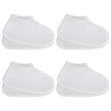 Imagem de OLYCRAFT 4 pares de capas de sapato impermeáveis G branco capa de sapato de chuva reutilizável de silicone antiderrapante resistente à água galochas de borracha de silicone para mulheres e homens