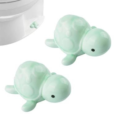 Imagem de UFURMATE 2 peças de tampas de parafuso de vaso sanitário, tampa de parafuso de substituição em forma de tartaruga bebê verde de cerâmica bonita tampa decorativa de vaso sanitário para parafusos (verde