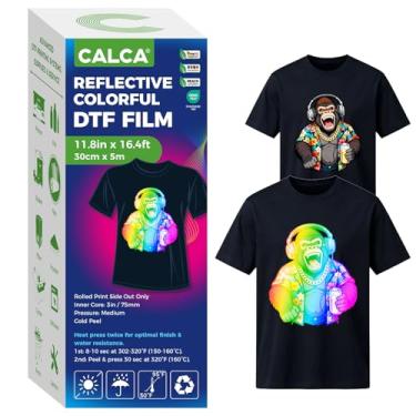 Imagem de CALCA Película de transferência DTF Specialty - 11,8 pol x 16,4 pés/30 cm x 5 m rolo de filme DTF colorido refletivo, peeling frio
