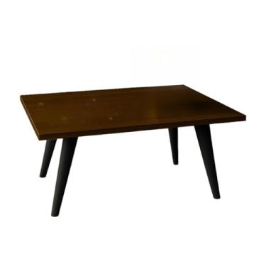 Imagem de Mesa De Centro 50cm Retangular Com Pés Palito PVC Retro Decoração Sala De Estar Modernic(Malbec/Preto)