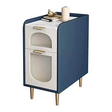 Imagem de Mesa de cabeceira moderna de madeira mesa de cabeceira com destaque para sofá mesa de cabeceira estreita com 2 gavetas para sala de estar quarto mesa de cabeceira (tamanho: C 30 x P 40 x A 60 cm)