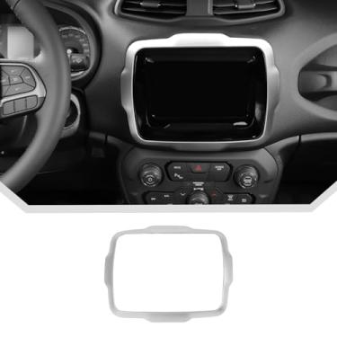 Imagem de JeCar Acabamento da tampa do bisel do painel de navegação prata para acessórios interiores Jeep Renegade 2018+