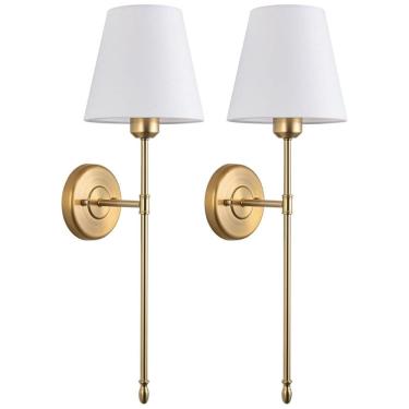 Imagem de Conjunto de Luminária de Parede Sem Fio com Estilo Retrô, Carregamento via USB e 2 Peças, Tumgog, Dourado