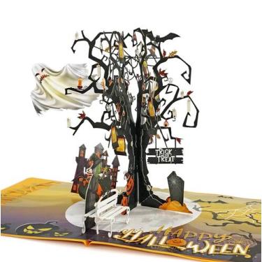 Imagem de Cartão comemorativo CUTPOPUP Halloween 3D Trick or Treat Ghost Tree - 