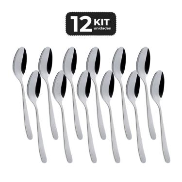 Imagem de Kit 12 Colher De Sobremesa Inox Acabamento Brilho