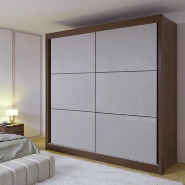 Imagem de Guarda-roupa Casal 2 Portas 6 Gavetas 100% Mdf Hawai Castanho/Off White